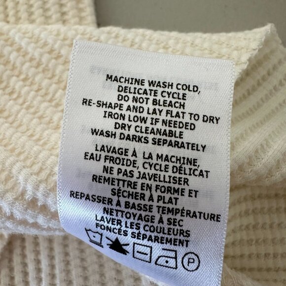 The Range Thermal Knit Button Turtleneck Top Size L Cream Preppy Chic - Picture 4 of 11